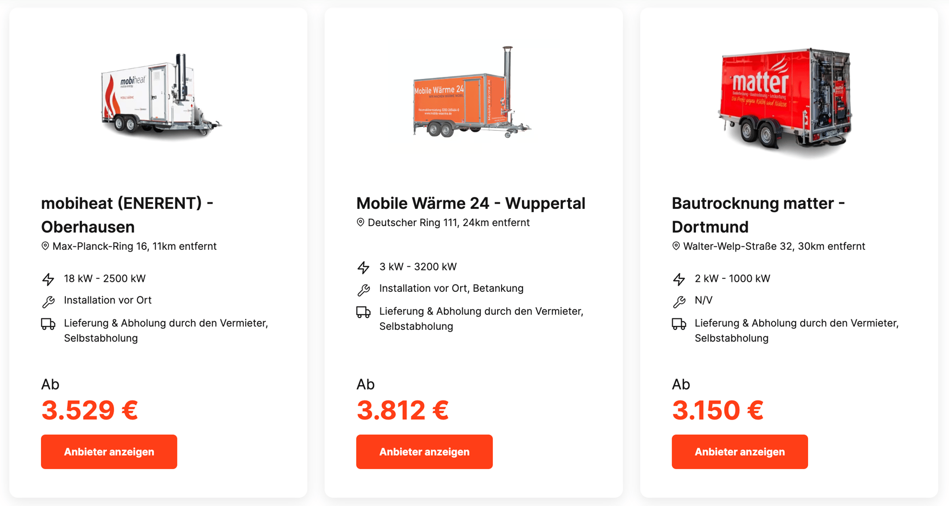 mobiles Heizsystem mieten