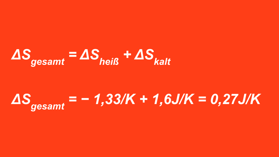 Berechnung der gesamten Entropieänderung